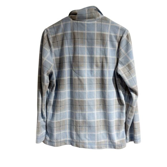 Charter Club Women Small 2 Piece Pajama Set Blue White Plaid Button Down Fleece - Picture 3 of 7
